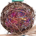 thumbnail image 3 of JM Juguete para loros para pájaros, juguete para masticar pájaros, bola de ratán natural con tiras de papel y campana de metal, columpio para pájaros, pJMiquitos, loros posados JM, 3 of 5