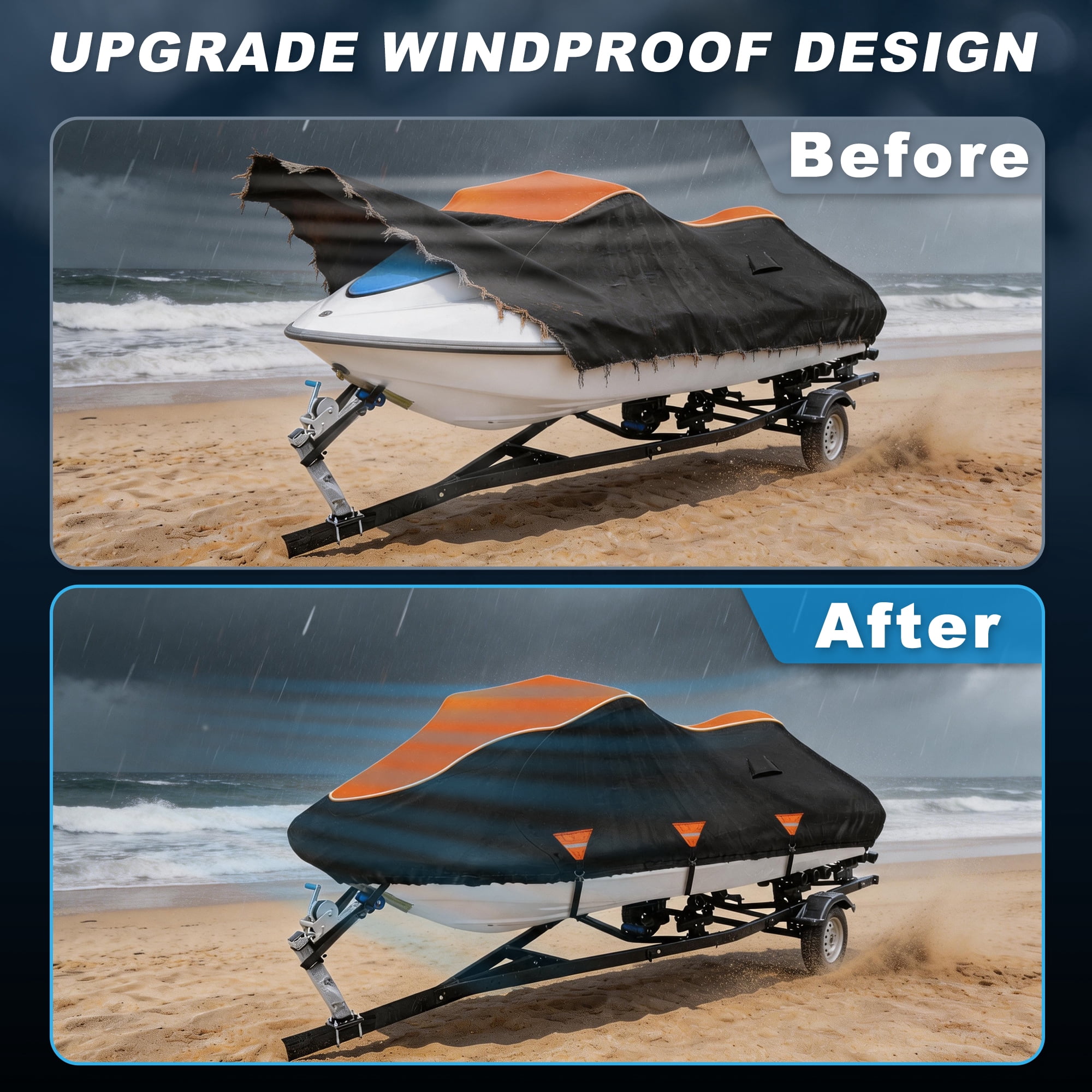 Unique Bargains 1 Seater 300D Duty Oxford Waterproof Cover Black Orange 103"-115"