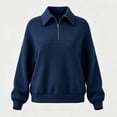 thumbnail image 5 of Enjoytime Sweatshirt for Women Long Sleeve Solid Color Quarter Zip Sweatshirts Fall Winter Fashion Casual Pullover Tops, 5 of 5