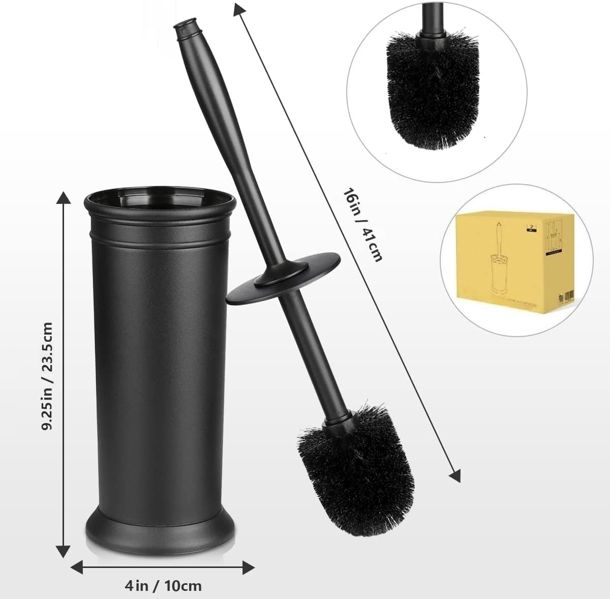 Toilet Brush and Holder 2 Pack, Toilet Bowl Brush with Extra Long Handle, Toilet Scrubber and Covered Holder, Toilet Brushes for Bathroom-Space Saving, Covered Brush, Durable, Deep Cleaning
