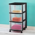 thumbnail image 3 of Sterilite 3 Drawer Storage Cart, Plastic Rolling Medium Organizer, Black, 2 Pack, 3 of 6