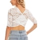 thumbnail image 4 of Blusa de manga larga,Blusa de encaje calado para mujer, de manga larga, corte ajustado, de imitación de tela, para uso informal en casa, sopatenor, 4 of 6