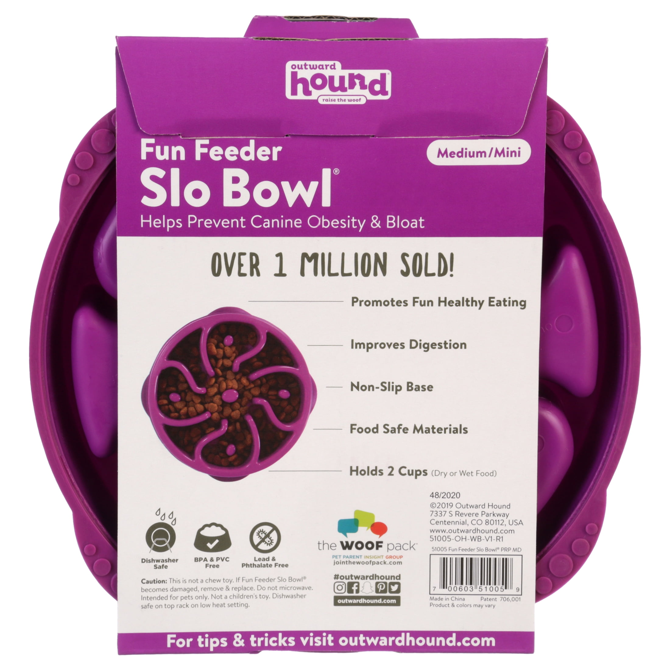Outward Hound Fun Feeder Slo-Bowl Flower Small Purple 8 x 8 x 2, 1