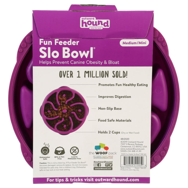 Outward Hound Fun Feeder Slo-Bowl, Large, Purple