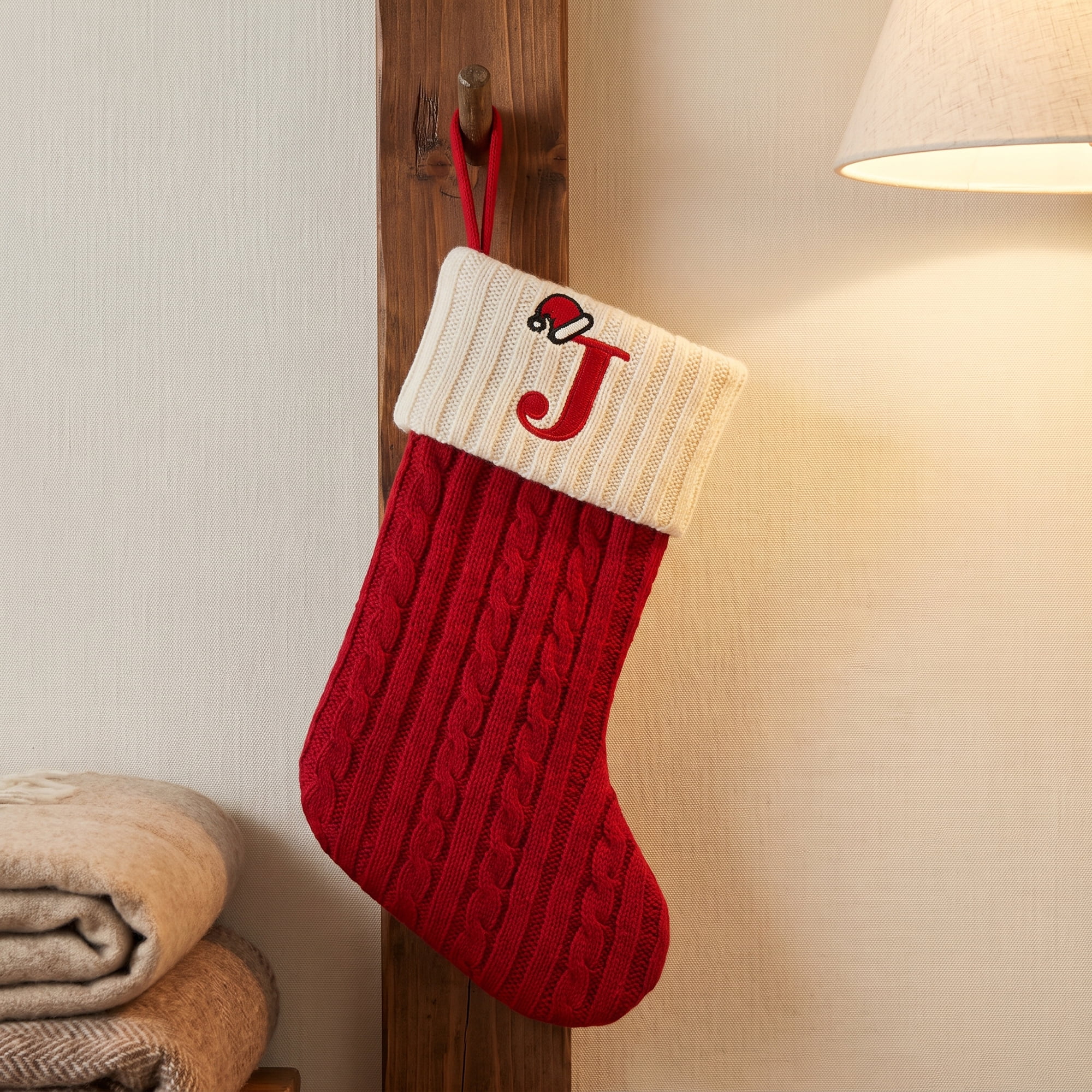 Unique Bargains Cartoon Christmas Stocking Luxury Grand Hearth Accent Sock Letter J 8"