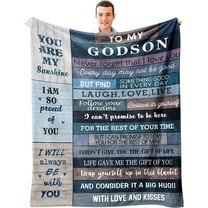 Godson Gifts from Godmother/Godfather/Godparents, 1st Communion/Baptism Gifts for Boys, Birthday Christian Gifts for Godson Blanket 60‘‘x50‘‘, Graduation gift for God-son
