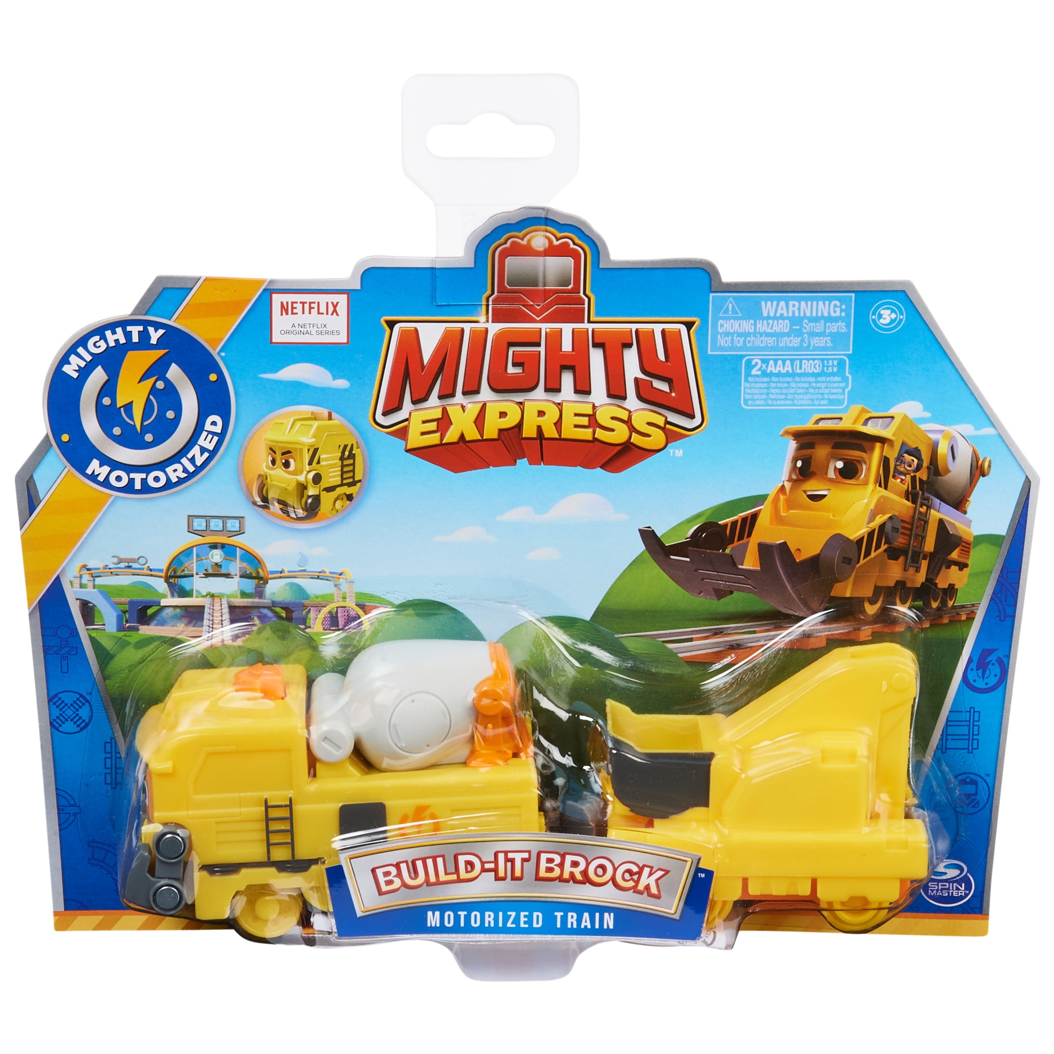 Mighty Express, Build-It Brock Motorized Toy Train with Working Tool and Cargo Car, Kids Toys for Ages 3 and up