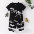 thumbnail image 2 of Toddler Boy Summer Clothes Kids Dinosaur Print Short Sleeve T-shirt Top Shorts 2Pcs Casual Outfit for Little Boy 2-7 Years, 2 of 5