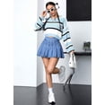 thumbnail image 6 of Womens Medium Wash Pleated Denim Mini Skirt, Casual A-Line Style, 6 of 24