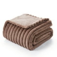thumbnail image 2 of Amelie Home Faux Fur Throw Blanket – Soft Fluffy Striped Plush for Couch or Bed, Brown 55"x70", 2 of 5