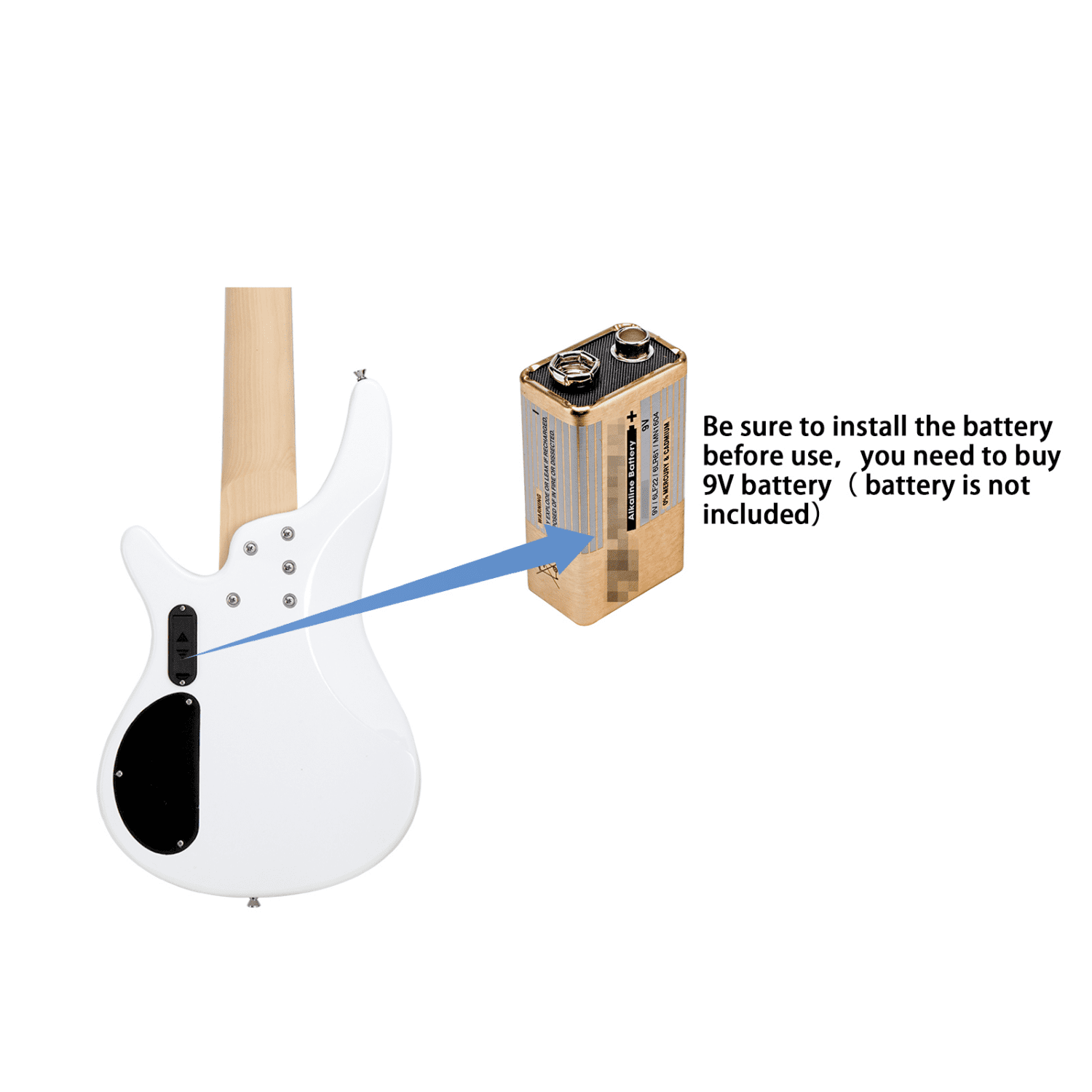 Hassch 6 String Electric Bass Guitar with Bag, Beginner Bass Guitar with Strap and Other Accessories for Starters, White
