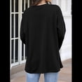 thumbnail image 4 of Blusas de Mujer de Larga con Cuello en V, Túnicas Casuales, Camisas Básicas, Blusas Holgadas Negro S, 4 of 7