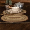VHC Brands Tea Cabin Rustic Jute Green Textured Striped Oval Kitchen