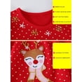 thumbnail image 4 of HWJAD 2-7 Years Kids Girl's Dresses Cotton Jersey Ruffles Long Sleeve Button Swing A-Line Cute Elk Christmas Dress, 4 of 7
