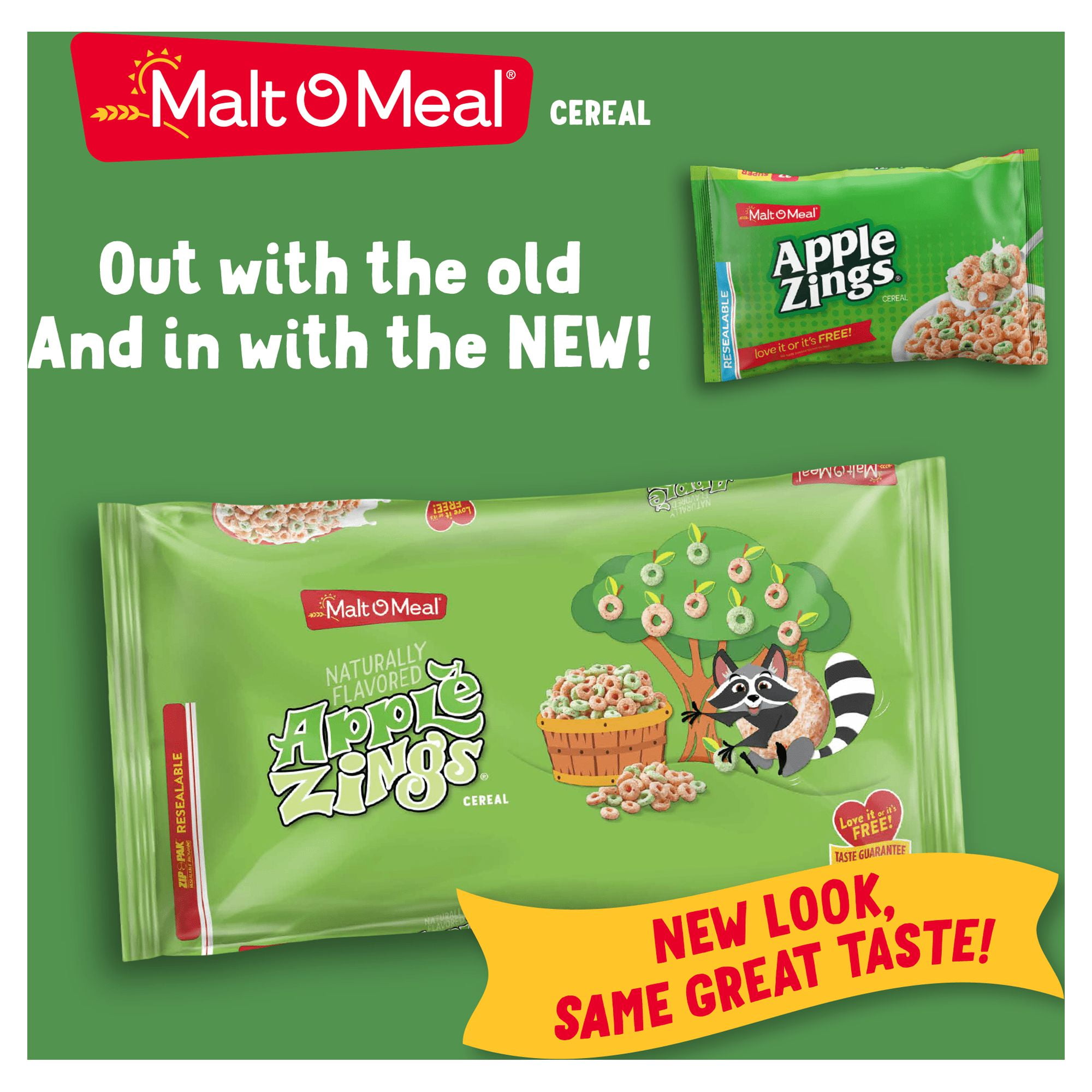 Malt-O-Meal Apple Zings Breakfast Cereal, 37 OZ Resealable Cereal Bag