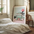 thumbnail image 3 of Beach house - Illustration Beach House Art Deco Retro Palm Tree Pastel Minimalist Tropical Unframed Wall Art Print 22 x 28 inches, 3 of 13
