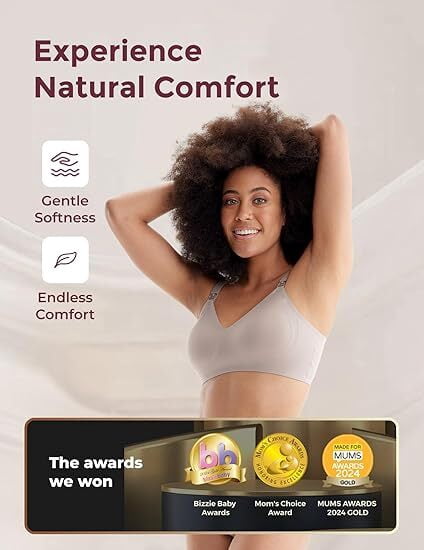 Momcozy Nursing Bras for Breastfeeding, Seamless Ultra Comfort Maternity Bra, Natural Shape, Pregnancy Sleep Bralette