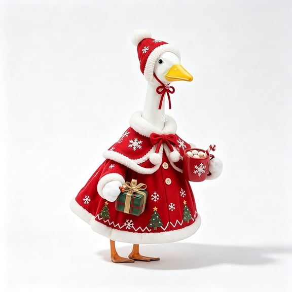 Christmas Goose Outfit Snowflake Pattern Porch Goose Costume For Garden Goose Statue