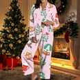 thumbnail image 6 of Christmas Pajamas Women's Two-Piece Christmas Pajamas Long Sleeve Button Shirt and Pants Set Home Clothes, 6 of 9