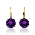thumbnail image 3 of 14K Solid Yellow Gold 7mm Purple Amethyst Drop Dangle Earrings Gemstone February Birthstone Jewelry, 3 of 10