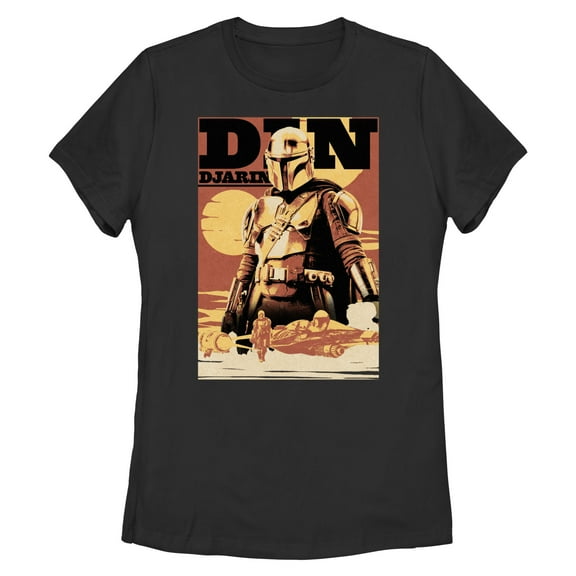 Women's Star Wars: The Book of Boba Fett Din Djarin Poster  Graphic Tee Black X Large