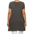 thumbnail image 4 of Women's Casual Solid Color Short Sleeve Tunic Top With Pockets, 4 of 5