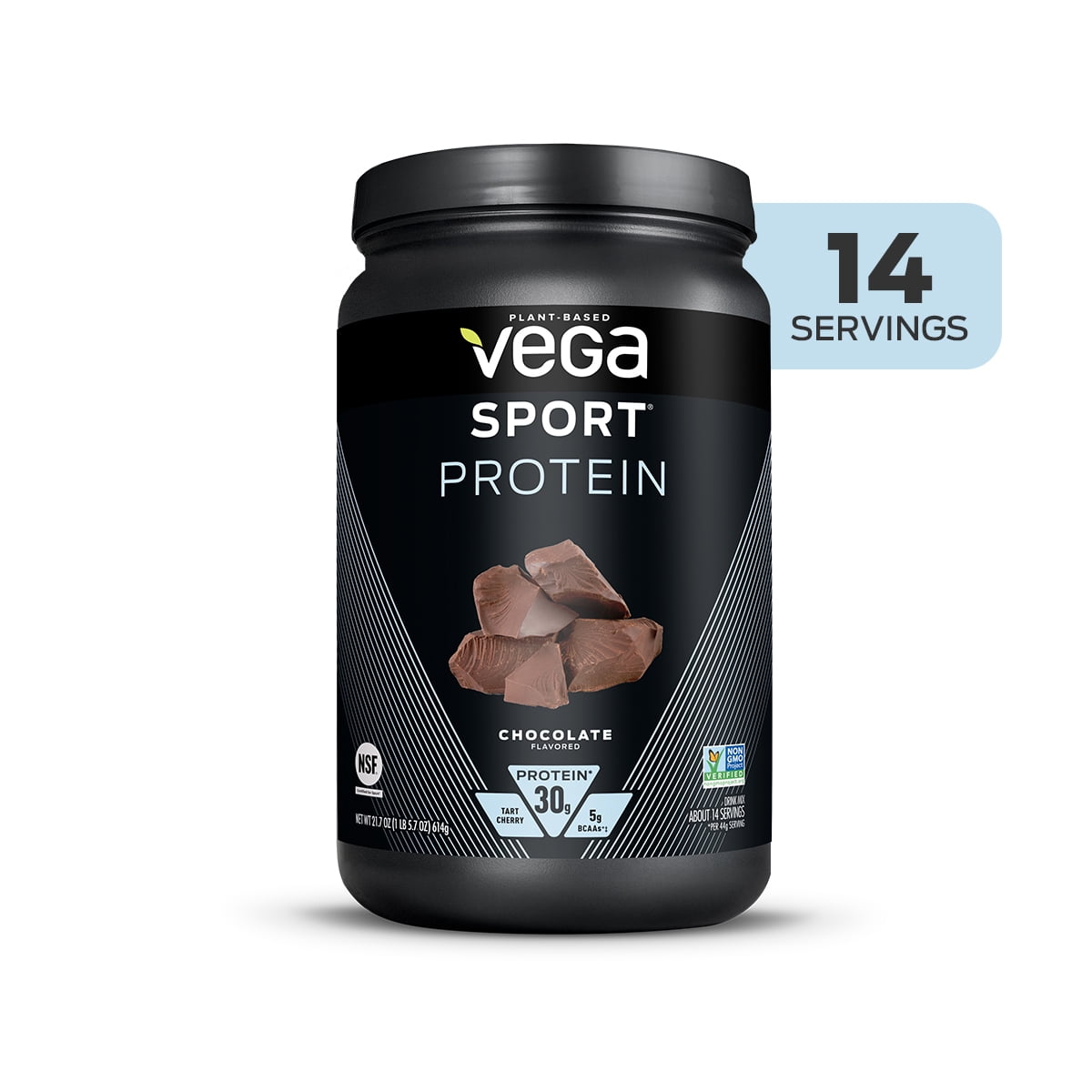 Vega Sport Protein, Plant-Based Vegan Protein Powder, Chocolate (21.7oz, 14 Servings)