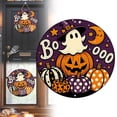 thumbnail image 3 of Clearance Sale | Round Wooden Halloween Door Sign with Trick or Treat Design, Retro Pumpkin Welcome Logo for Porch and Garden, 3 of 9