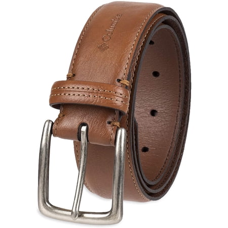 Columbia Mens Trinity Logo Belt-Casual Dress with Single Prong Buckle for Jeans Khakis 32 Tan