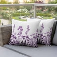 thumbnail image 6 of 2 Pack Outdoor Waterproof Throw Pillow Covers,Purple Gradient Flower Leaves on White Decorative Square Patio Pillowcases for Chair Couch Sofa 16x16in, 6 of 9