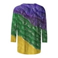 thumbnail image 5 of Jsaierl Happy Mardi Gras Shirts for Women Funny Carnival Themed Mask Print Tees Loose Fit 3/4 Sleeve T Shirts Blouses Dressy Casual Crewneck Parade Tops, 5 of 5