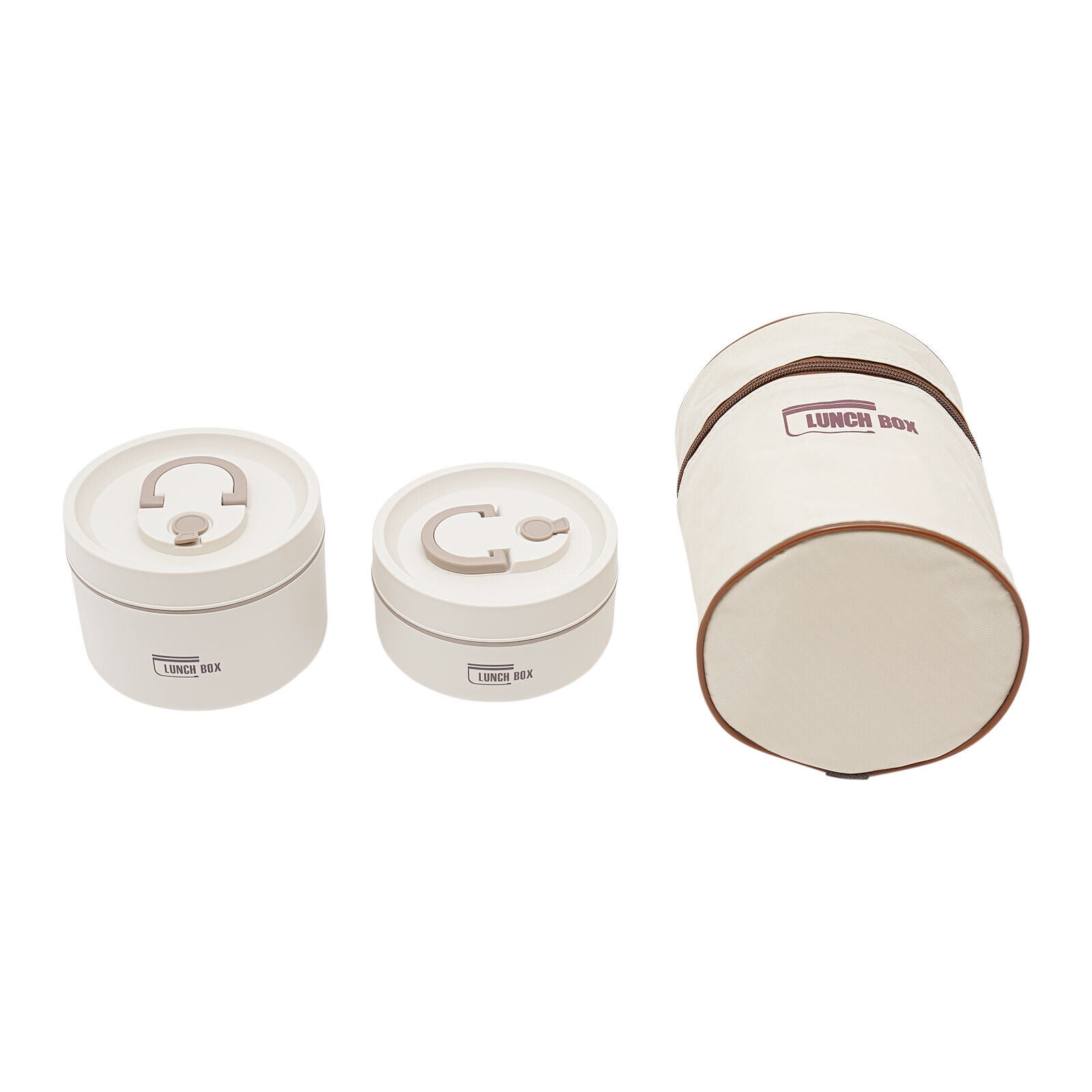 2PCS Round Lunch Box Portable Insulated Lunch Container Set Stainless Steel Bento Box