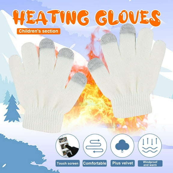 IDALL Gloves for Cold Weather,Winter Gloves Children's Non Slip Gloves Stretch Knitted Wool Show Finger Solid Color Cycling Gloves Kids Gloves,Cycling Gloves Beige