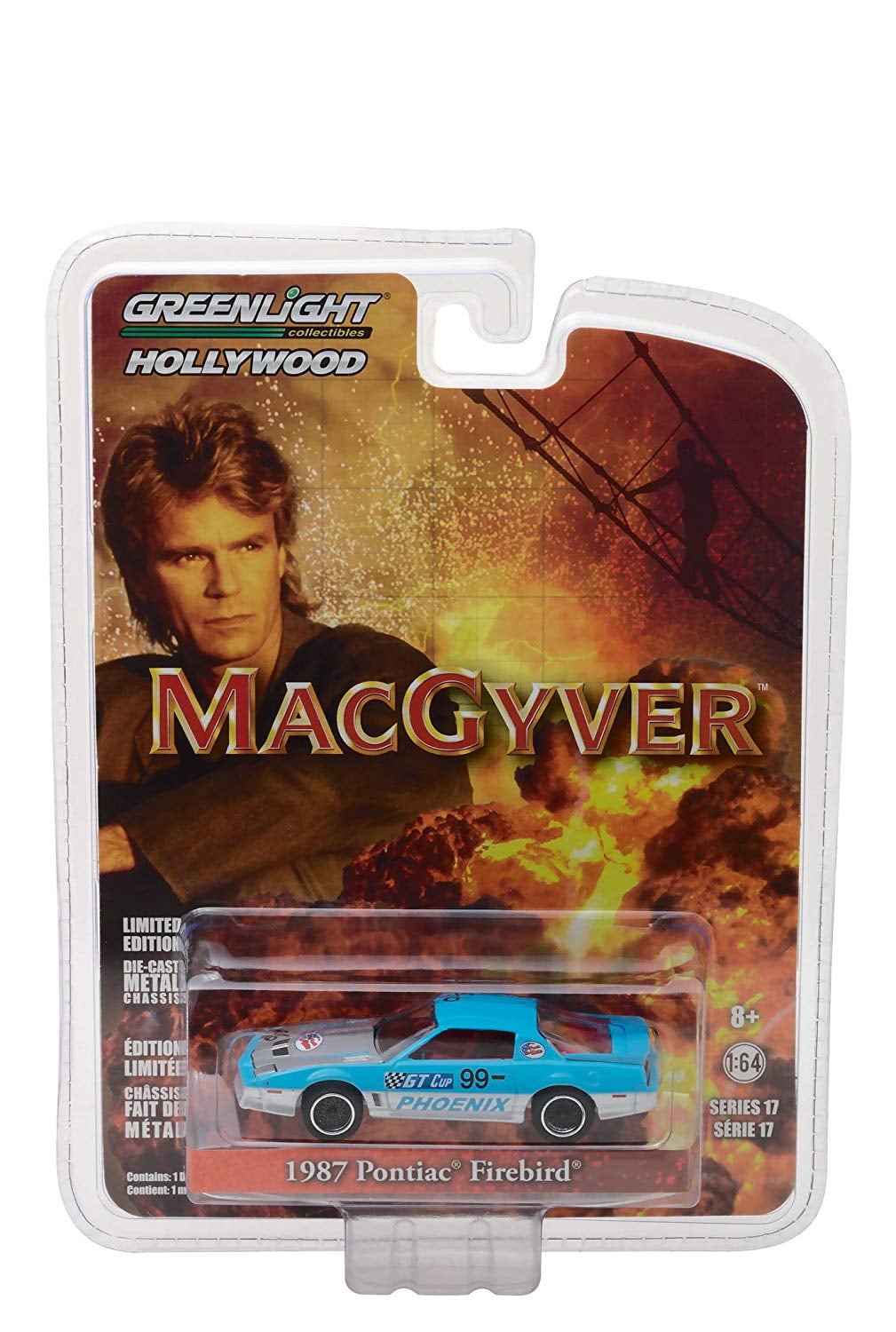 GREENLIGHT 44770 D MACGYVER 1987 PONTIAC FIREBIRD 1//64 DIECAST CAR BLUE