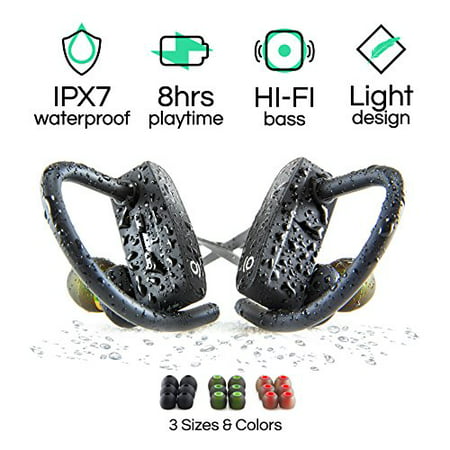 Wireless Bluetooth Headphones with Mic by POP Design | Best Wireless Earbuds for Running & Exercise | Multiple Sizes for