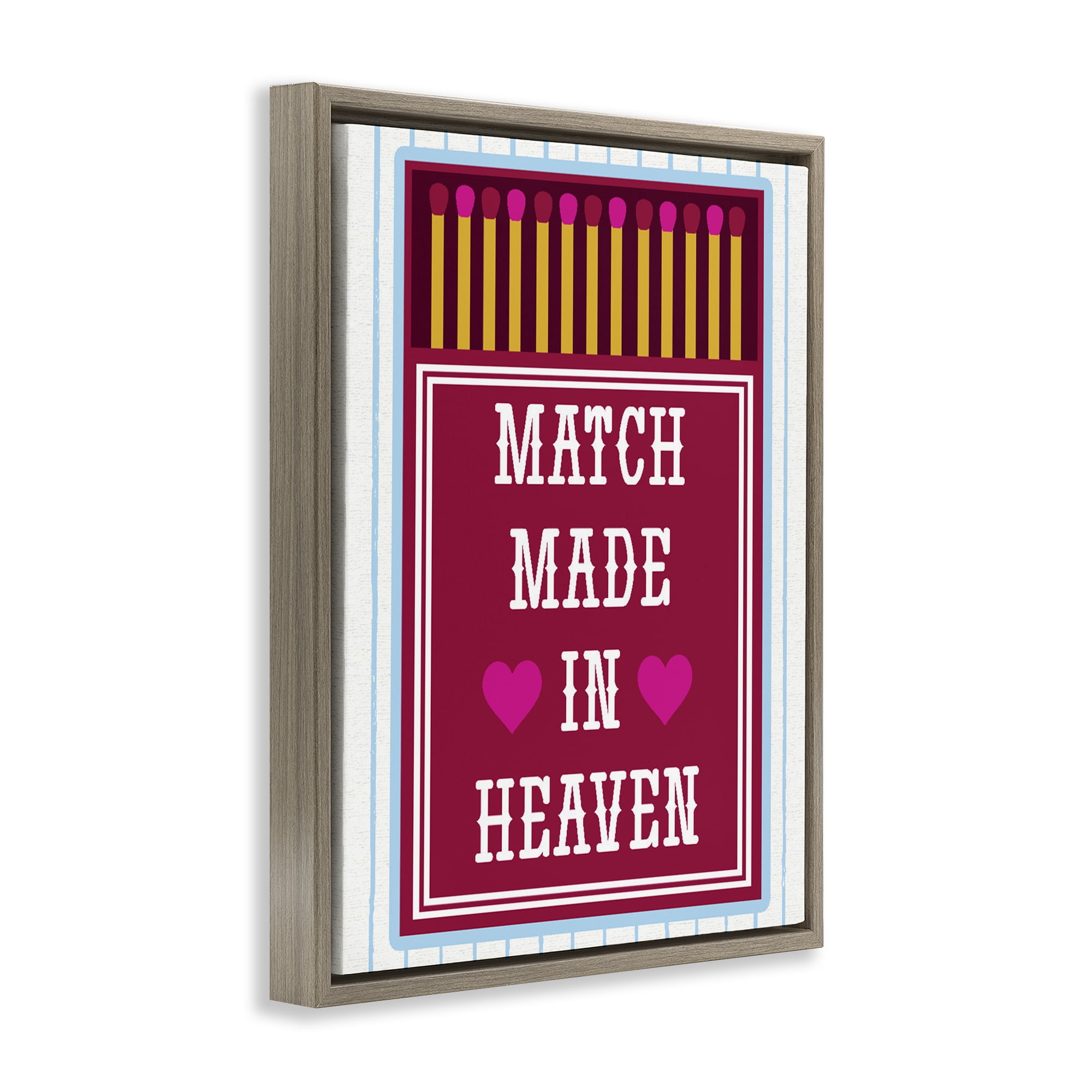Stupell Industries Vintage Match Made In Heaven Brown Framed Floater Canvas Wall Art, design by Lil' Rue