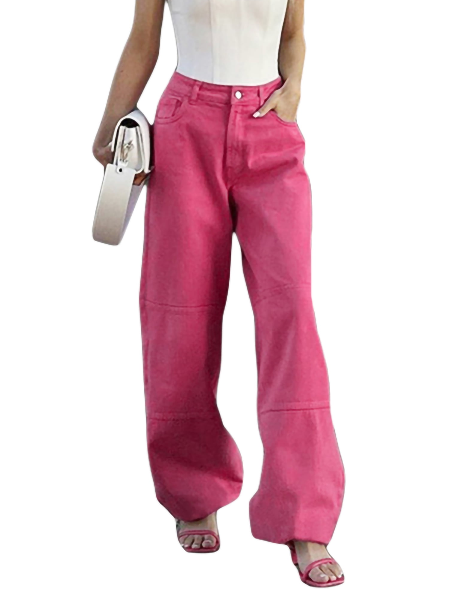 Gwiyeopda Women Cargo Pants Wide Leg Joggers Casual Jogger Cinch