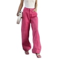 thumbnail image 4 of SAYOO Women Long Pant Office Lady Solid Straight Trousers Female Belt High Waist Ankle Length Trousers, 4 of 9
