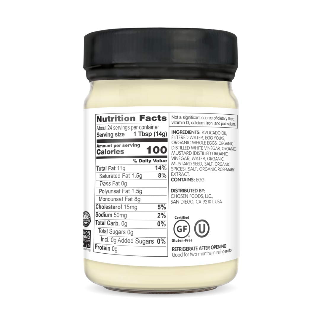 Chosen Foods Avocado Oil - Mayo - Case of 6-12 oz.