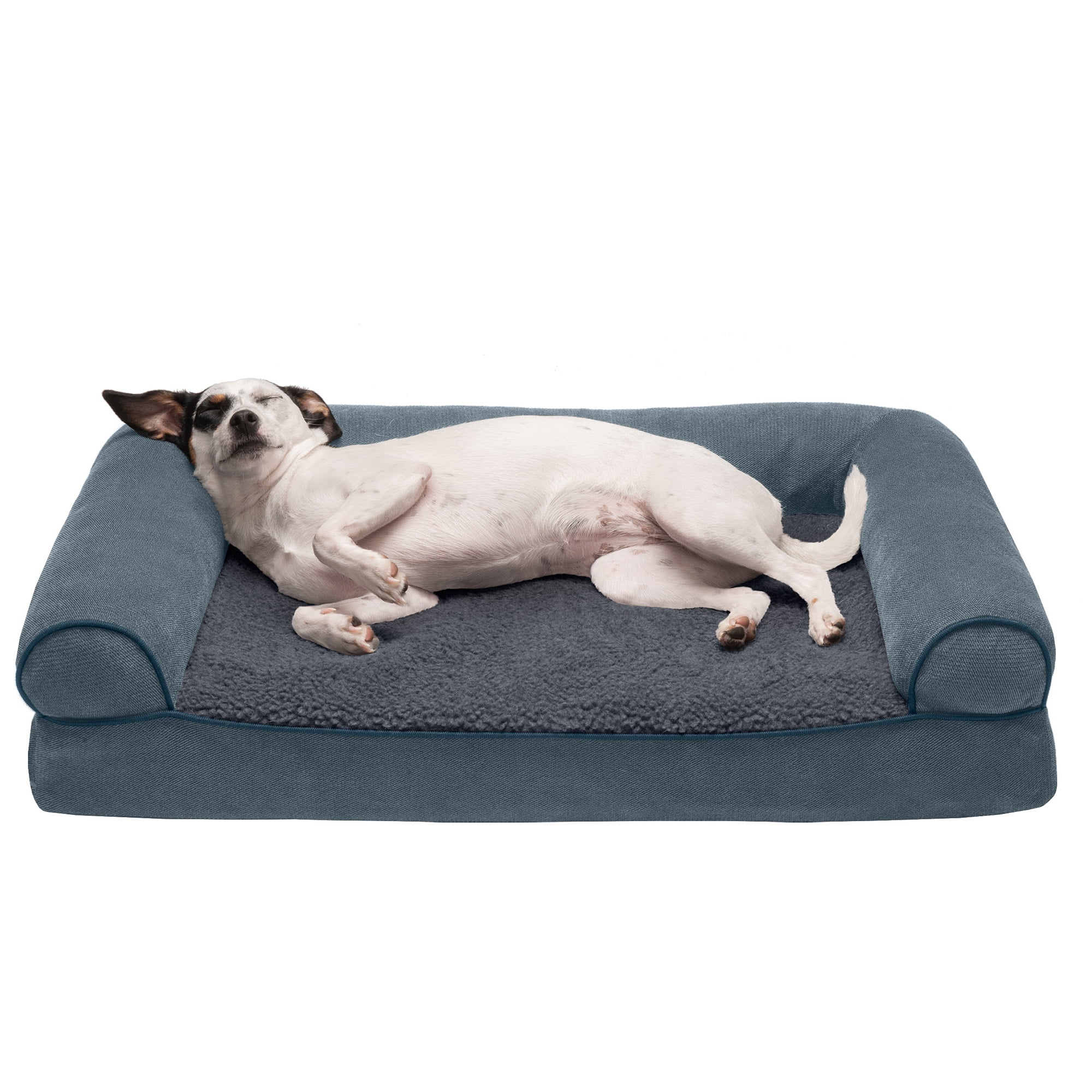 FurHaven Pet Dog Bed | Orthopedic Faux Fleece & Chenille Sofa-Style Couch Pet Bed for Dogs