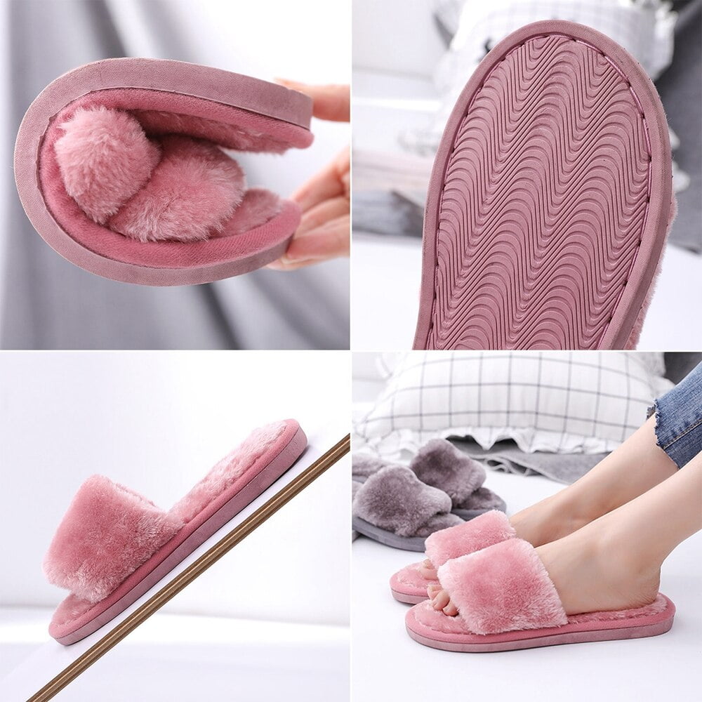 Buy HUMIWAWomens Faux Fur Slippers Warm Fussy Flip Flop House Slippers Open  Toe Home Slippers for Girls Men Online at desertcartINDIA