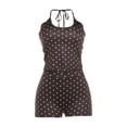 thumbnail image 3 of Bigetiay Women's Backless Spaghetti Strap Top and Polka Dot Shorts Set, Size S, 3 of 4
