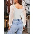 thumbnail image 4 of Womens Mesh Long Sleeve Shirts Casual Blouses Tops, 4 of 5