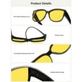 thumbnail image 4 of TINHAO Night Vision Driving Glasses Fit Over Eyeglasses for Men Women, Square Polarized Nighttime Glasses Yellow Lens, 4 of 8