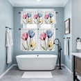 thumbnail image 4 of Colorful Tulips Kitchen Curtains Valances and Tiers Set of 3 Abstract Flowers Tier Curtains and Valance with Rod Pocket for Small Windows, 27.5"x36", 4 of 9