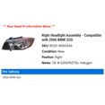 thumbnail image 2 of Right Headlight Assembly - Compatible with 2006 BMW 325i, 2 of 2
