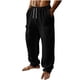 thumbnail image 2 of Ceisia Men's Lightweight Cotton Linen Pants Elastic Waist Drawstring Baggy With Four Large Pockets Pj Casual Black L Gift, 2 of 9