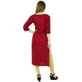 thumbnail image 6 of Bimba Women Maroon Straight Kurta Kurti Printed Tunic 3/4 Sleeve Slit Blouse, 6 of 7