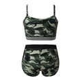 thumbnail image 3 of YiZYiF Girls 3Pcs Tankini Swimsuit Set Spaghetti Shoulder Straps Crop Top with Shorts Briefs for Beach Pool Swimming Camouflage Green&Black 14, 3 of 7
