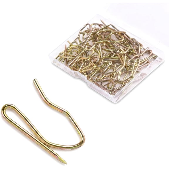 ZHZFKQ 50 Pcs Metal Curtain Hooks,Pin-On Drapery Hooks 1.2 X 1 Inch,Curtain Pin Hooks for Drapes,Curtains,Door Curtains and Shower Curtains,Antique Brass
